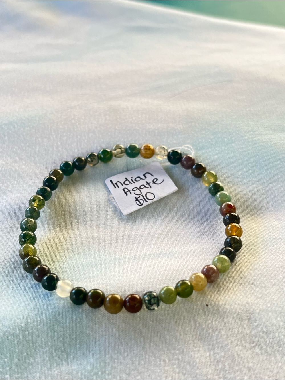 Handcrafted Indian Agate Beaded Stretch Bracelet - Multicolor